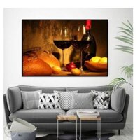 Tranh canvas ly rượu vang trang trí phòng khách bàn ăn sang trọng Carehouse