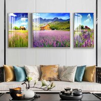 Tranh Canvas Phong Cảnh thung lũng hoa lavender dưới chân núi  PC-023 - Đen - 40x60cm2  60x80cm1