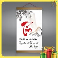 Tranh canvas thả nẹp gỗ chữ “Tín” R3981