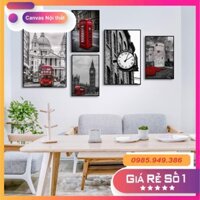 [tranh canvas thành phố]Bộ Tranh Canvas Cao Cấp Sắc Đỏ London Trang Trí Tường CV-076