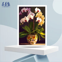 Tranh canvas tĩnh vật lọ hoa lan hồ điệp trang trí phòng khách, treo tường mọi không gian