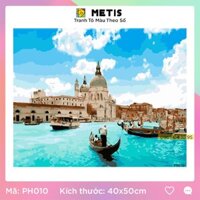 Tranh Canvas Tô Màu Theo Số Phố Ngày Đẹp Trời Dễ Tô Có Khung METIS PH010