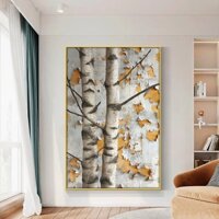 Tranh canvas Tranh phong cách nghệ thuật trừu tượng Thân cây gỗ nâu Tranh decor phòng khách, phòng khách sạn hiện đại