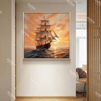 Tranh canvas Tranh tranh thuyền buồm hoàng hôn tuyệt đẹp Tranh canvas treo tường phòng khách.Tranh decor phòng hiện đại