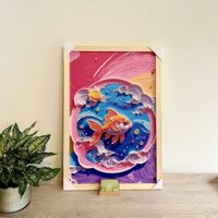 Tranh Canvas Treo Tường Cá Vàng Giữa Sắc Màu Đại Dương/Tranh Động Vật - Giá Đã Bao Gồm Cả Khung
