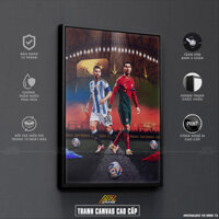Tranh Canvas treo tường hình Ronaldo và Messi dercor phòng | CR7xM10-12 | Tranh bóng đá decor phòng làm việc
