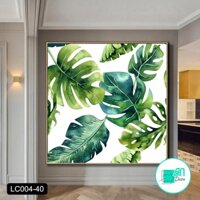 Tranh canvas treo tường lá cây nhiệt đới khổ vuông - 70 X 70  cm