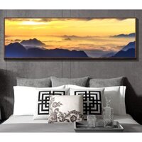Tranh canvas treo tường phong cảnh hoàng hôn khổ ngang khung bản gỗ TTC20661 - 120 x 37 cm