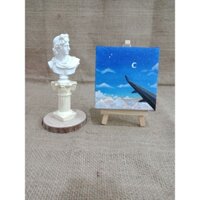 TRANH CANVAS VẼ THỦ CÔNG SIZE MINI ĐỂ BÀN 10X10CM. CÓ TẶNG KÈM GIÁ ĐỠ TRANH