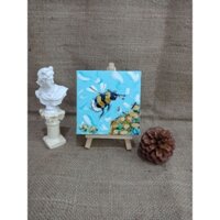 TRANH CANVAS VẼ THỦ CÔNG SIZE MINI ĐỂ BÀN 10x10CM. TẶNG KÈM GIÁ ĐỠ TRANH
