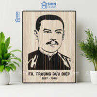 Tranh Cha Phanxico Trương Bửu Diệp bằng gỗ cắt khắc tia laser 3D chìm nổi đặc biệt