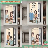 Tranh che ổ điện tráng gương mẫu gia đình tranh che hộp điện đứng TẶNG KÈM ĐINH TREO TOĐ62
