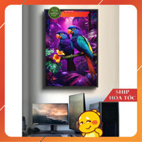 Tranh Chim Cảnh, Công Phong Thủy Tráng Gương Treo Tường Trang Trí Phòng Khách, Phòng Ngủ, Không Gian Làm Việc