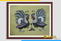 Tranh chọi gà dân gian Đông Hồ treo tường ý nghĩa