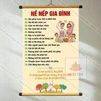 Tranh chữ Nề Nếp Gia Đình 40x60cm bằng vải bền đẹp, có nẹp 2 đầu dùng để treo tường