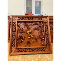 Tranh chữ Thọ Gỗ Gõ Đỏ đục tay kênh bong kt 82x86x 8,5cm
