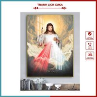 Tranh Chúa Giesu, chất liệu gỗ tráng gương treo tường, tranh trang trí nội thất, nhà cửa đẹp, bền