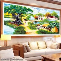 (tranh chưa thêu, chưa gắn đá, chưa khung)Tranh thêu kín Mùa màng bội thu (MN0098) 💥 kích thước 200*95 cm 📌