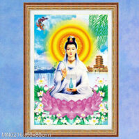(tranh chưa thêu, chưa khung)Tranh thêu kín Quan Âm Bồ Tát (MN0216) Kích thước: 60×80 cm.