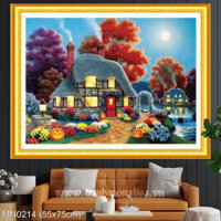 (tranh chưa thêu, chưa khung)Tranh thêu kín Tổ ấm hạnh phúc (MN0214) Kích thước: 55×75 cm.