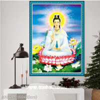(tranh chưa thêu, chưa khung)Tranh thêu kín Quan Âm Bồ Tát (MN0219)  Kích thước: 60×80 cm.