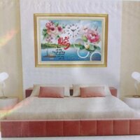 Tranh Cô Ba - Tranh đính đá đồng hồ chữ Nhẫn YN547 (65x45cm)