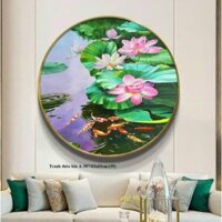 Tranh Cô Ba - Tranh thêu chữ thập đầm sen cá ( thêu kín ) A-307 (63x63cm). . - chưa thêu
