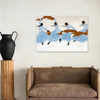 Tranh cô gái nhảy múa, tranh in vải canvas, tranh canvas có khung, tranh trừu tượng hiện đại, tranh phòng khách khổ lớn