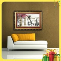 Tranh con ngựa- Tranh bạch mã mùa xuân- W740 Size 40 X 60