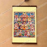 Tranh Công Đồng treo tường nẹp gỗ 40x60cm bằng vải phủ bóng cao cấp dày dặn