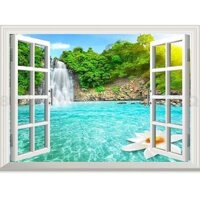 Tranh cửa sổ, tranh dán tường mở rộng không gian,tranh dán tường 3D KT LỚN,,CS14