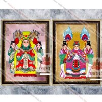 Tranh Cửu Thiên Huyền Nữ treo tường 36x48cm bằng vải bóng, khung composite xịn xò