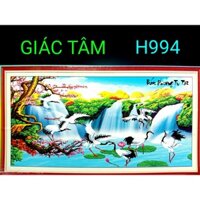 Tranh đá BÁT PHƯƠNG TỤ TÀI - 127x65cm - H994 - CẢNH NÚI THÁC NƯỚC BÔNG HOA SEN HẠC MAI ĐÀO ĐÁ CHỮ - tranh đá thành phẩm