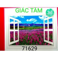 Tranh đá CỬA SỔ VƯỜN BÔNG HOA ĐỒNG CỎ NHÀ NÚI - 108x75cm - 71629 - tranh đá chưa làm - chưa gắn đá - chưa đính đá