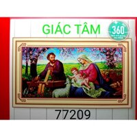 Tranh đá GIA ĐÌNH CHÚA - 120x64cm - 77209 - THỢ MỘC BÔNG HOA ĐỒNG CỎ CON CỪU - tranh đá chưa làm - chưa gắn đá