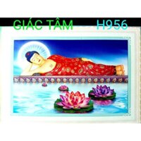 Tranh đá PHẬT TỔ - 80x54cm - H956 - BỔN SƯ THÍCH CA MÂU NI PHẬT NHẬP NIẾT BÀN BÔNG HOA SEN - tranh đá chưa làm