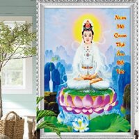 Tranh đá Quan Thế Âm Bồ Tát LG1130 - kích thước: 60 * 75cm. (TRANH CHƯA LÀM)