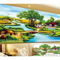 Tranh đá quê hương cây đa đầu đình Y8172 - kích thước: 160 * 70cm. (TRANH CHƯA LÀM)