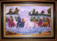 Tranh đá quý -Bát mã quần thủy -TD045