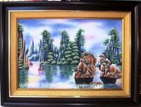 Tranh đá quý- Vịnh hạ long hòn trống mái -VHL01