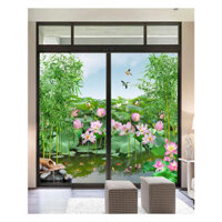 Tranh dán cửa kính 3D - dán cửa sổ, cửa phòng ngủ, nhà tắm - có keo dán sẵn, chống nước - in ấn sắc nét tươi sáng