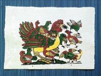 Tranh Đàn gà mẹ con - Tranh dân gian Đông Hồ - Dong Ho folk woodcut painting - tranh giấy