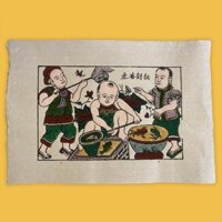 Tranh dân gian Đông Hồ Cá Chậu giấy dó