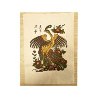 Tranh dân gian Đông Hồ Chim Công Thiên Hạ Thái Bình giấy dó