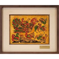 Tranh Dân Gian Đông Hồ Đàn Gà Sơn Mài Khắc Decor Phong Thủy Latoa Indochine