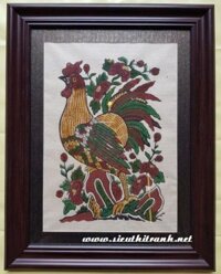 Tranh dân gian Đông Hồ- Gà hoa hồng-TDH012
