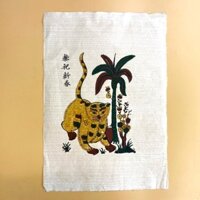 Tranh dân gian Đông Hồ Mèo Bên Cây Cau giấy dó