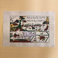 Tranh dân gian Đông Hồ Nhà Nông Làm Ruộng giấy dó