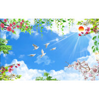 Tranh dán trần nhà kích thước theo yêu cầu, tranh trang trí nhà ở, tranh phong thủy, tranh 3d bóc dán,tranh decal