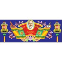 Tranh dán tường 3D cuốn thư bác hồ đẹp - tranh phòng thờ - cuốn thư phòng thờ
